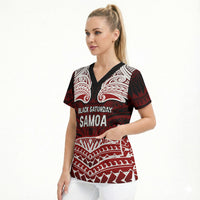 Samoa Black Saturday Mau Movement Scrub Top Polynesian Tribal Pattern Coat Of Arms Graphic Art TS04 - Polynesian Pride