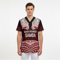Samoa Black Saturday Mau Movement Scrub Top Polynesian Tribal Pattern Coat Of Arms Graphic Art TS04 - Polynesian Pride