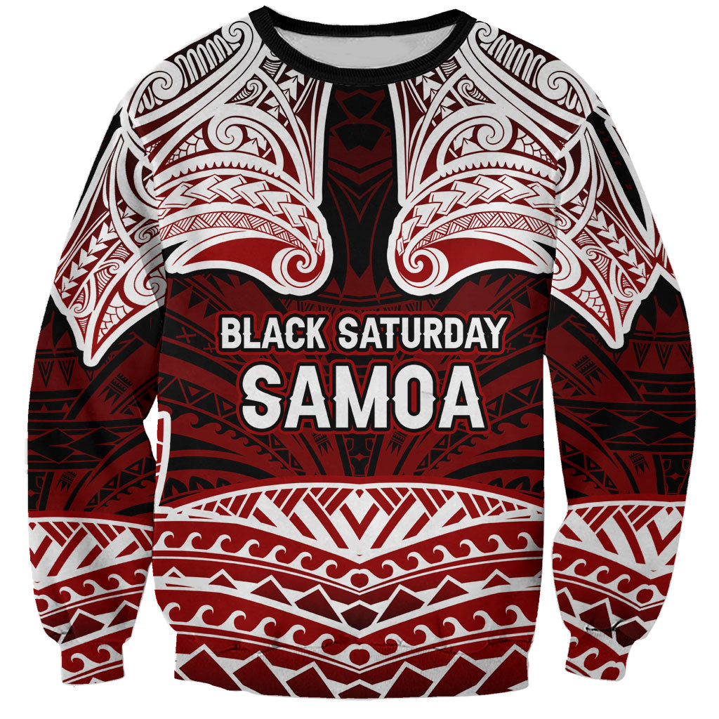 Samoa Black Saturday Mau Movement Sweatshirt Polynesian Tribal Pattern Coat Of Arms Graphic Art TS04 Unisex Red White - Polynesian Pride