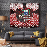 Samoa Black Saturday Mau Movement Tapestry Polynesian Tribal Pattern Coat Of Arms Graphic Art TS04 Red White - Polynesian Pride