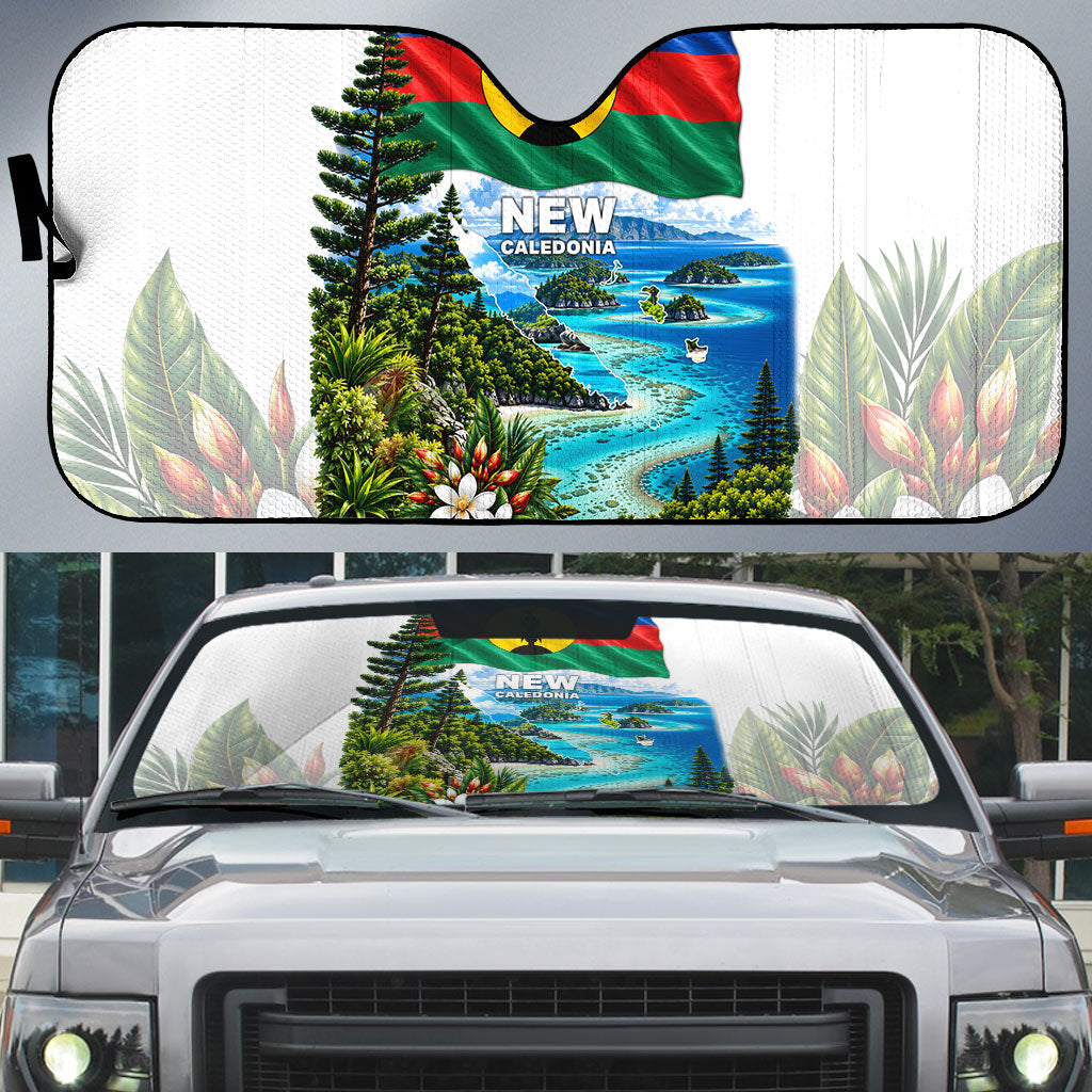 New Caledonia Kanak Flag Landscape Auto Sun Shade Tropical Island Nature Floral