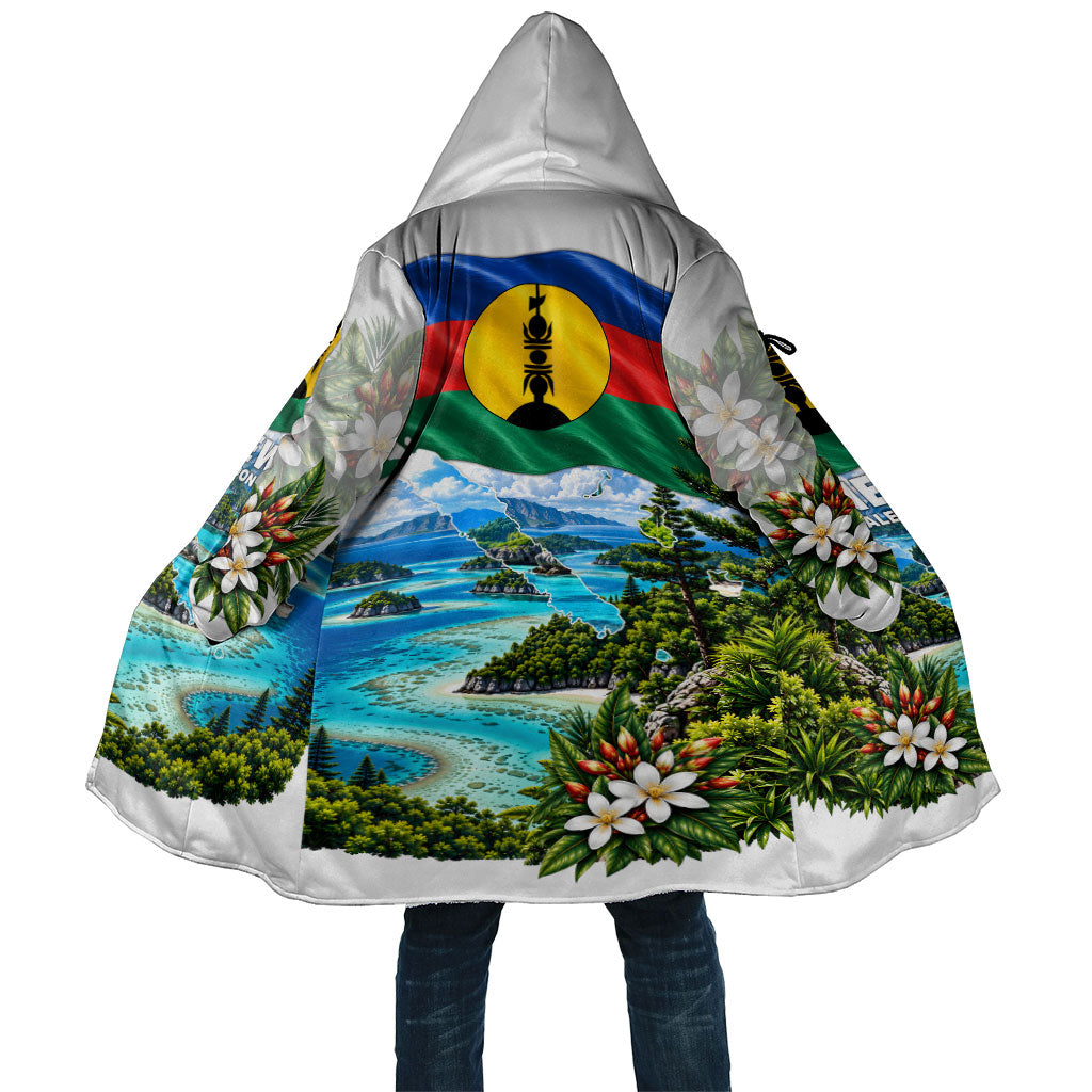 New Caledonia Kanak Flag Landscape Cloak Tropical Island Nature Floral TS04 Unisex White Green - Polynesian Pride