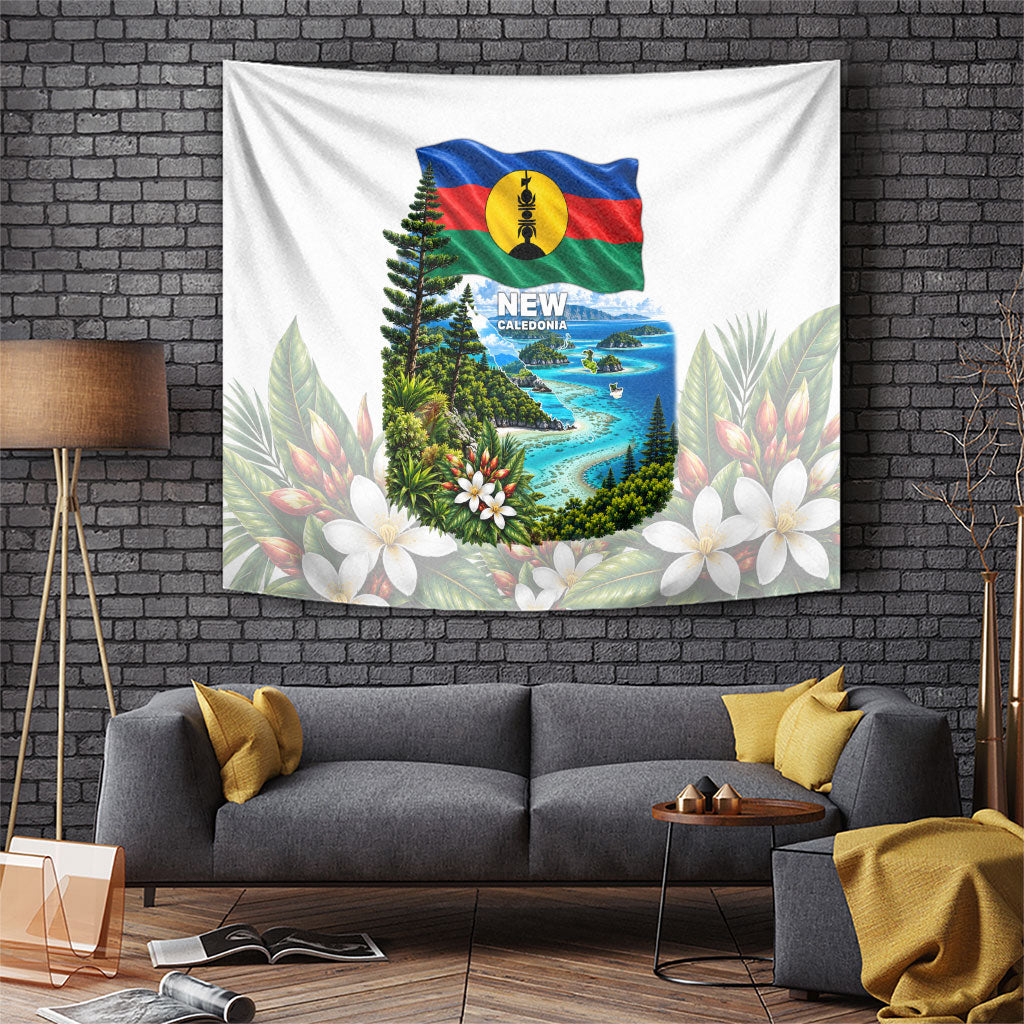 New Caledonia Kanak Flag Landscape Tapestry Tropical Island Nature Floral TS04 White Green - Polynesian Pride
