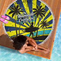 Waimanalo Oahu Hawaii Surfing Beach Blanket Tropical Beach Retro Sunburst Surfboard
