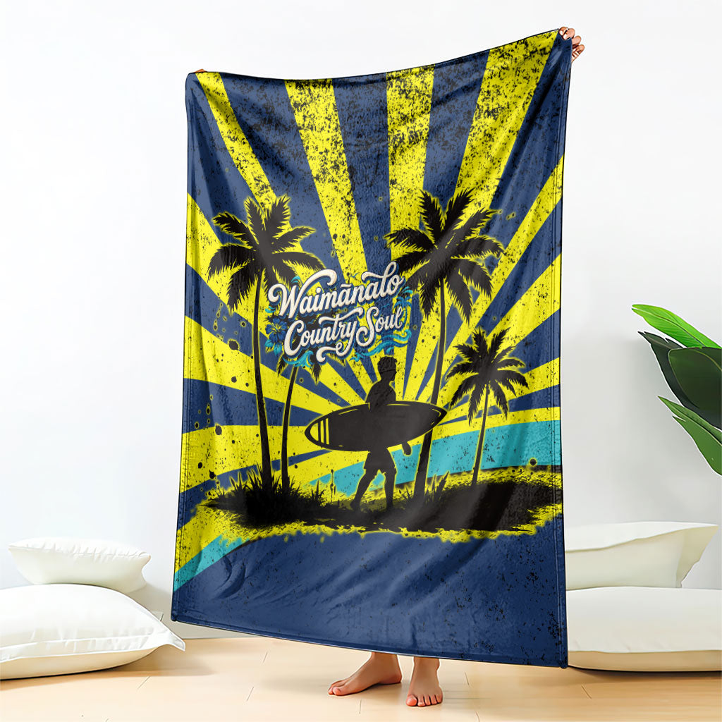 Waimanalo Oahu Hawaii Surfing Blanket Tropical Beach Retro Sunburst Surfboard