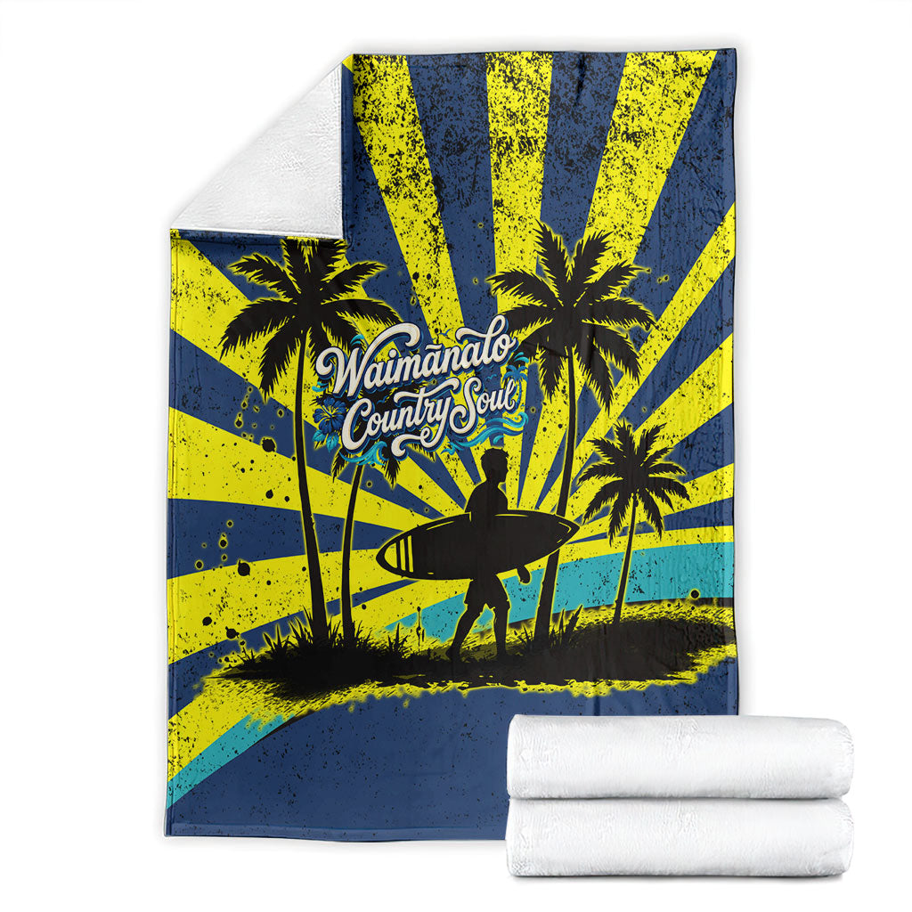Waimanalo Oahu Hawaii Surfing Blanket Tropical Beach Retro Sunburst Surfboard