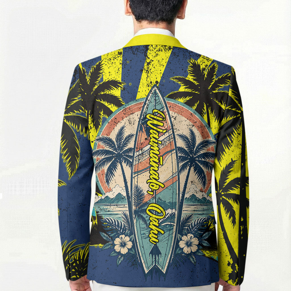 Waimanalo Oahu Hawaii Surfing Blazer Tropical Beach Retro Sunburst Surfboard