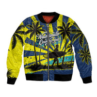 Waimanalo Oahu Hawaii Surfing Bomber Jacket Tropical Beach Retro Sunburst Surfboard