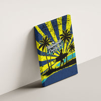 Waimanalo Oahu Hawaii Surfing Canvas Wall Art Tropical Beach Retro Sunburst Surfboard