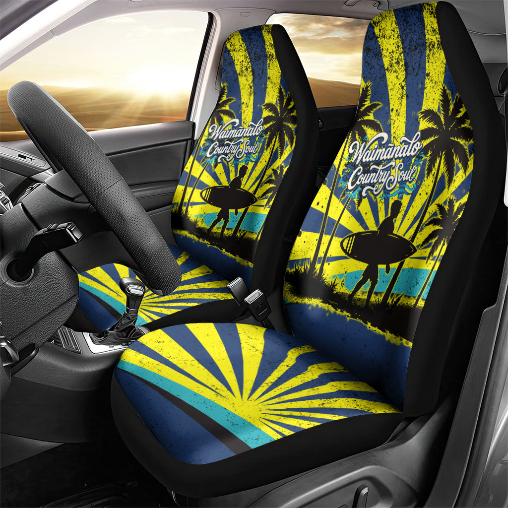Waimanalo Oahu Hawaii Surfing Car Seat Cover Tropical Beach Retro Sunburst Surfboard