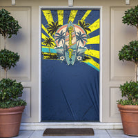 Waimanalo Oahu Hawaii Surfing Door Cover Tropical Beach Retro Sunburst Surfboard