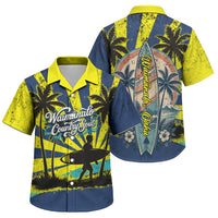 Waimanalo Oahu Hawaii Surfing Family Matching Long Sleeve Bodycon Dress and Hawaiian Shirt Tropical Beach Retro Sunburst Surfboard