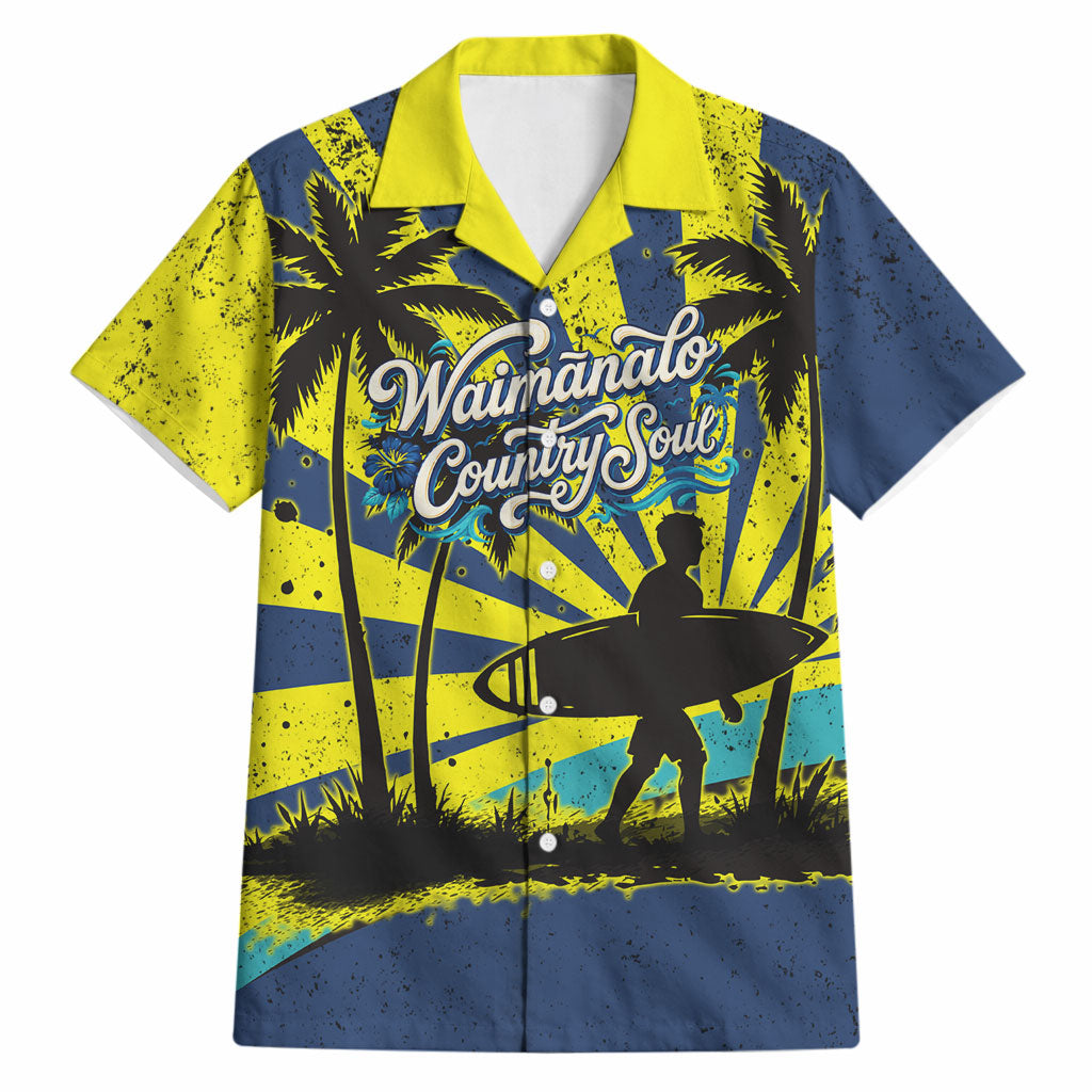 Waimanalo Oahu Hawaii Surfing Hawaiian Shirt Tropical Beach Retro Sunburst Surfboard