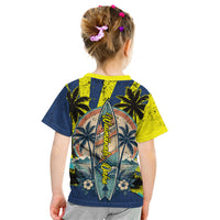 Waimanalo Oahu Hawaii Surfing Kid T Shirt Tropical Beach Retro Sunburst Surfboard