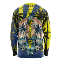 Waimanalo Oahu Hawaii Surfing Long Sleeve Shirt Tropical Beach Retro Sunburst Surfboard