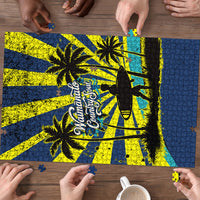 Waimanalo Oahu Hawaii Surfing Puzzle Tropical Beach Retro Sunburst Surfboard