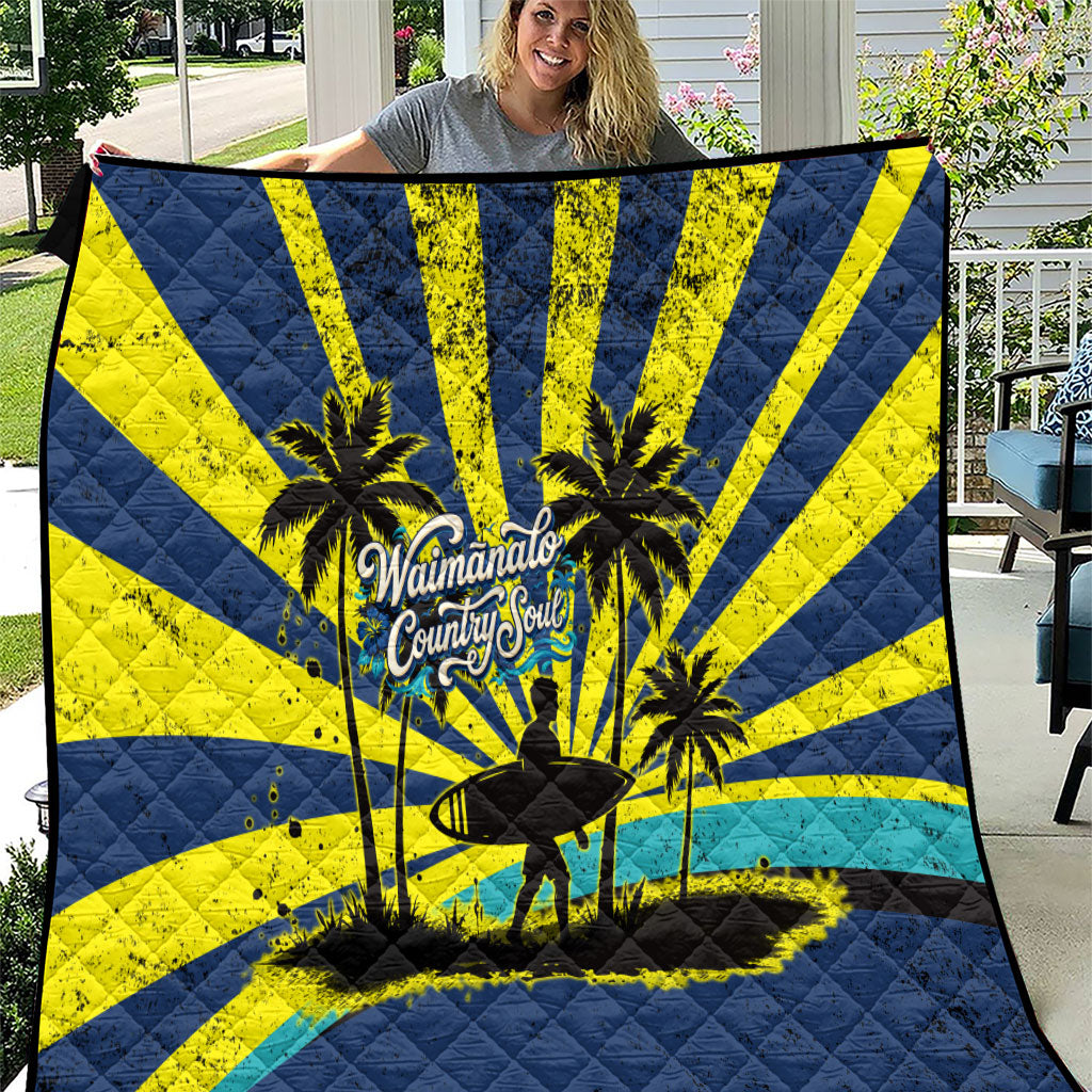 Waimanalo Oahu Hawaii Surfing Quilt Tropical Beach Retro Sunburst Surfboard