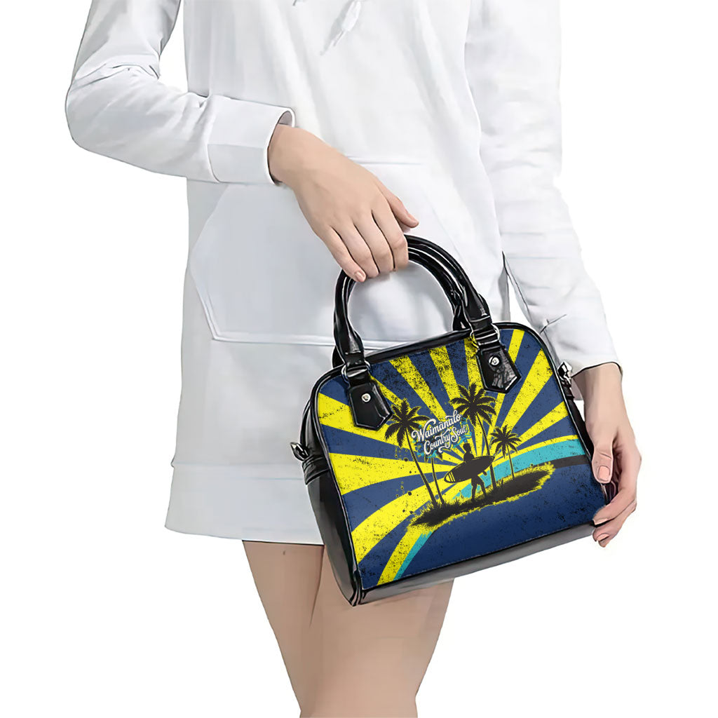 Waimanalo Oahu Hawaii Surfing Shoulder Handbag Tropical Beach Retro Sunburst Surfboard