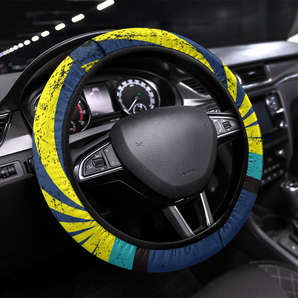 Waimanalo Oahu Hawaii Surfing Steering Wheel Cover Tropical Beach Retro Sunburst Surfboard