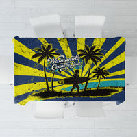 Waimanalo Oahu Hawaii Surfing Tablecloth Tropical Beach Retro Sunburst Surfboard