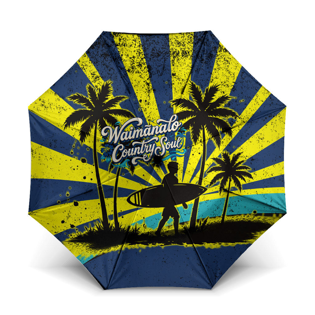 Waimanalo Oahu Hawaii Surfing Umbrella Tropical Beach Retro Sunburst Surfboard