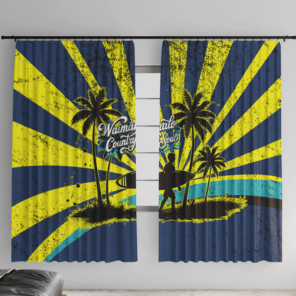 Waimanalo Oahu Hawaii Surfing Window Curtain Tropical Beach Retro Sunburst Surfboard