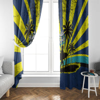 Waimanalo Oahu Hawaii Surfing Window Curtain Tropical Beach Retro Sunburst Surfboard