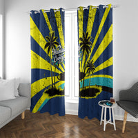 Waimanalo Oahu Hawaii Surfing Window Curtain Tropical Beach Retro Sunburst Surfboard