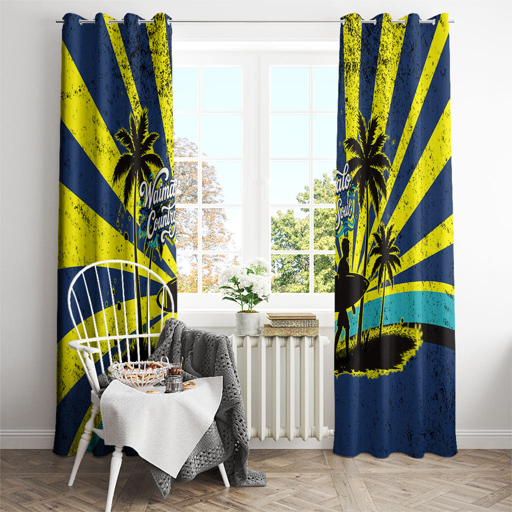 Waimanalo Oahu Hawaii Surfing Window Curtain Tropical Beach Retro Sunburst Surfboard