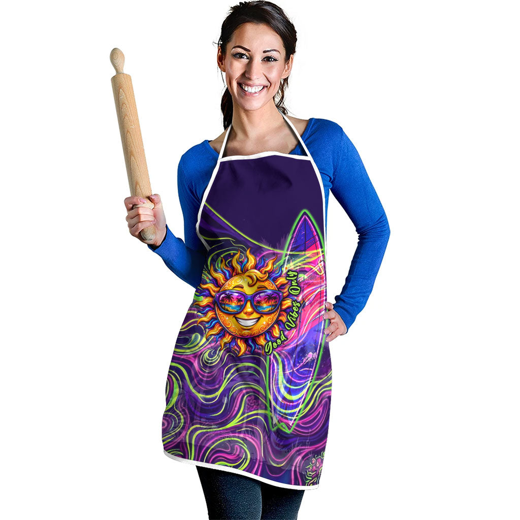 Waimanalo Hawaii Sun Rabbit Apron Psychedelic Trippy Neon Swirl Graphic