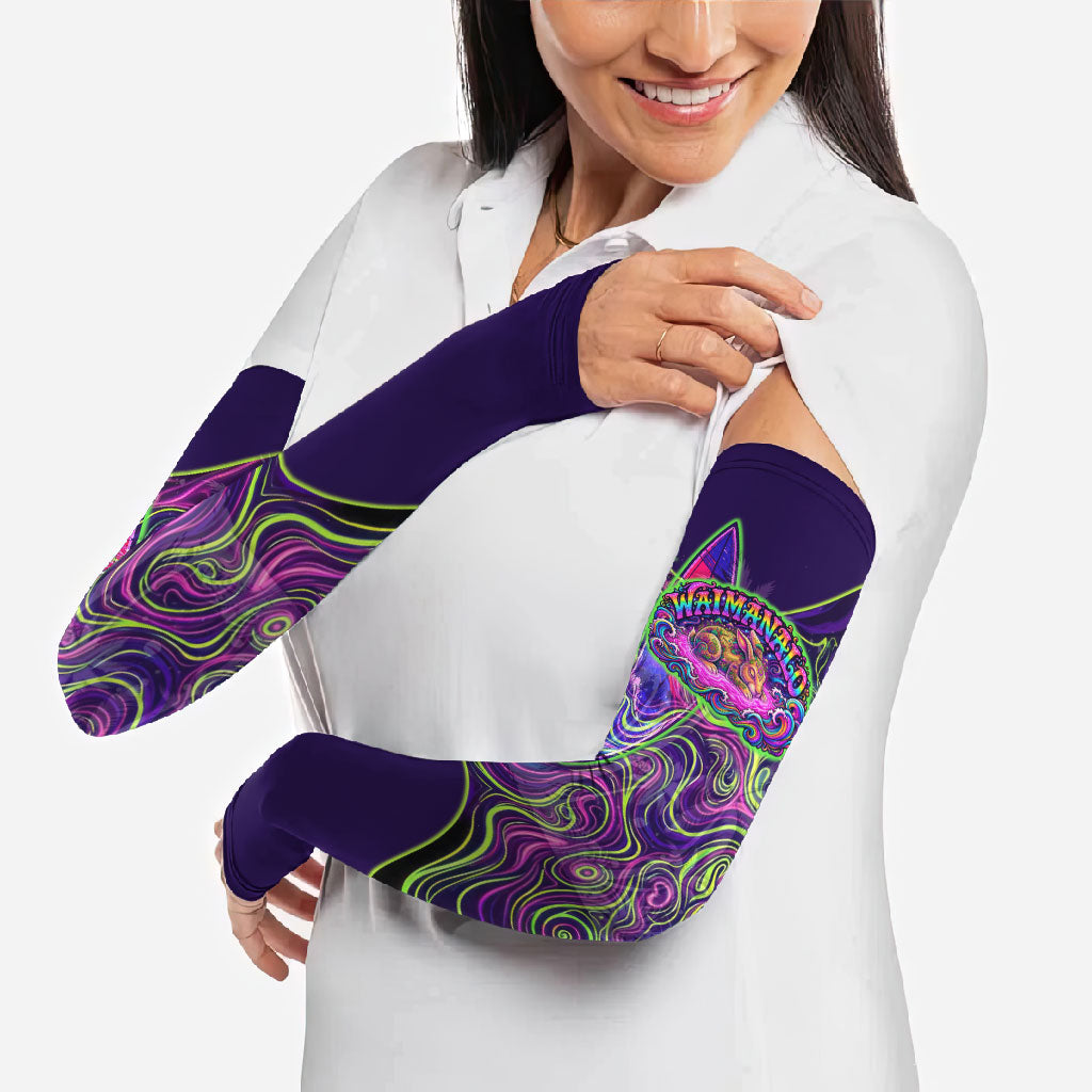 Waimanalo Hawaii Sun Rabbit Arm Sleeves Psychedelic Trippy Neon Swirl Graphic