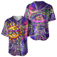 Waimanalo Hawaii Sun Rabbit Baseball Jersey Psychedelic Trippy Neon Swirl Graphic