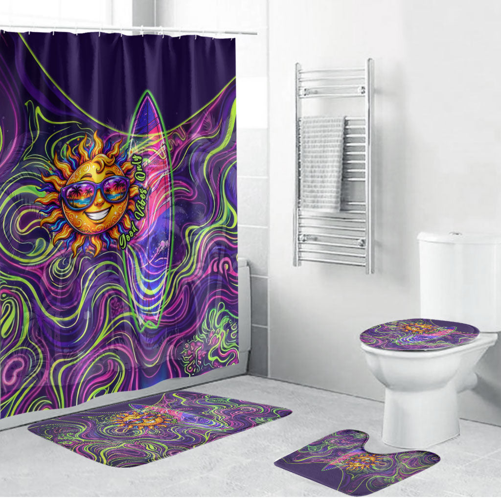 Waimanalo Hawaii Sun Rabbit Bathroom Set Psychedelic Trippy Neon Swirl Graphic