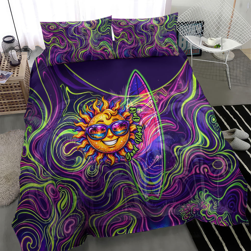 Waimanalo Hawaii Sun Rabbit Bedding Set Psychedelic Trippy Neon Swirl Graphic