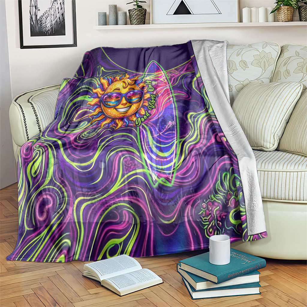 Waimanalo Hawaii Sun Rabbit Blanket Psychedelic Trippy Neon Swirl Graphic