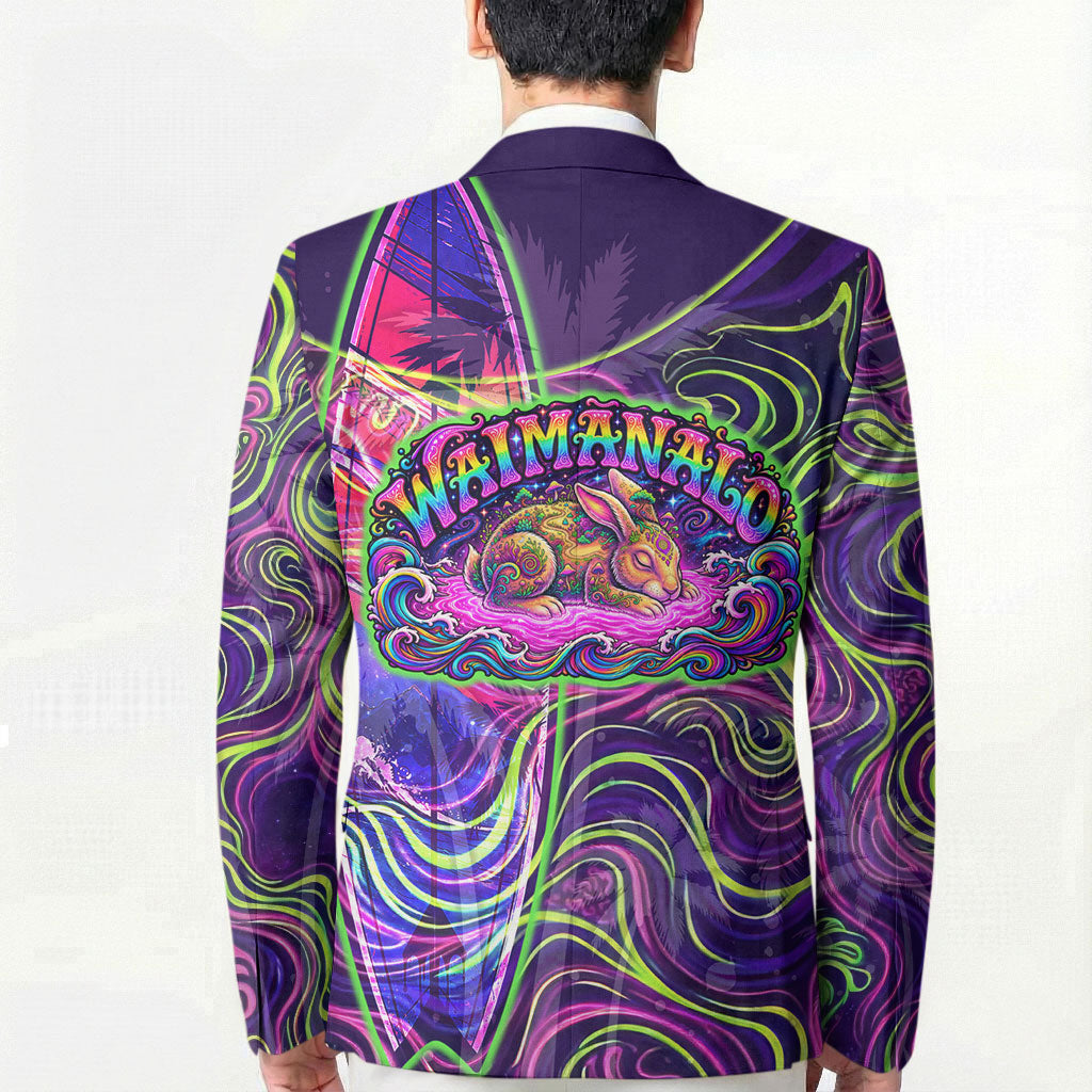 Waimanalo Hawaii Sun Rabbit Blazer Psychedelic Trippy Neon Swirl Graphic