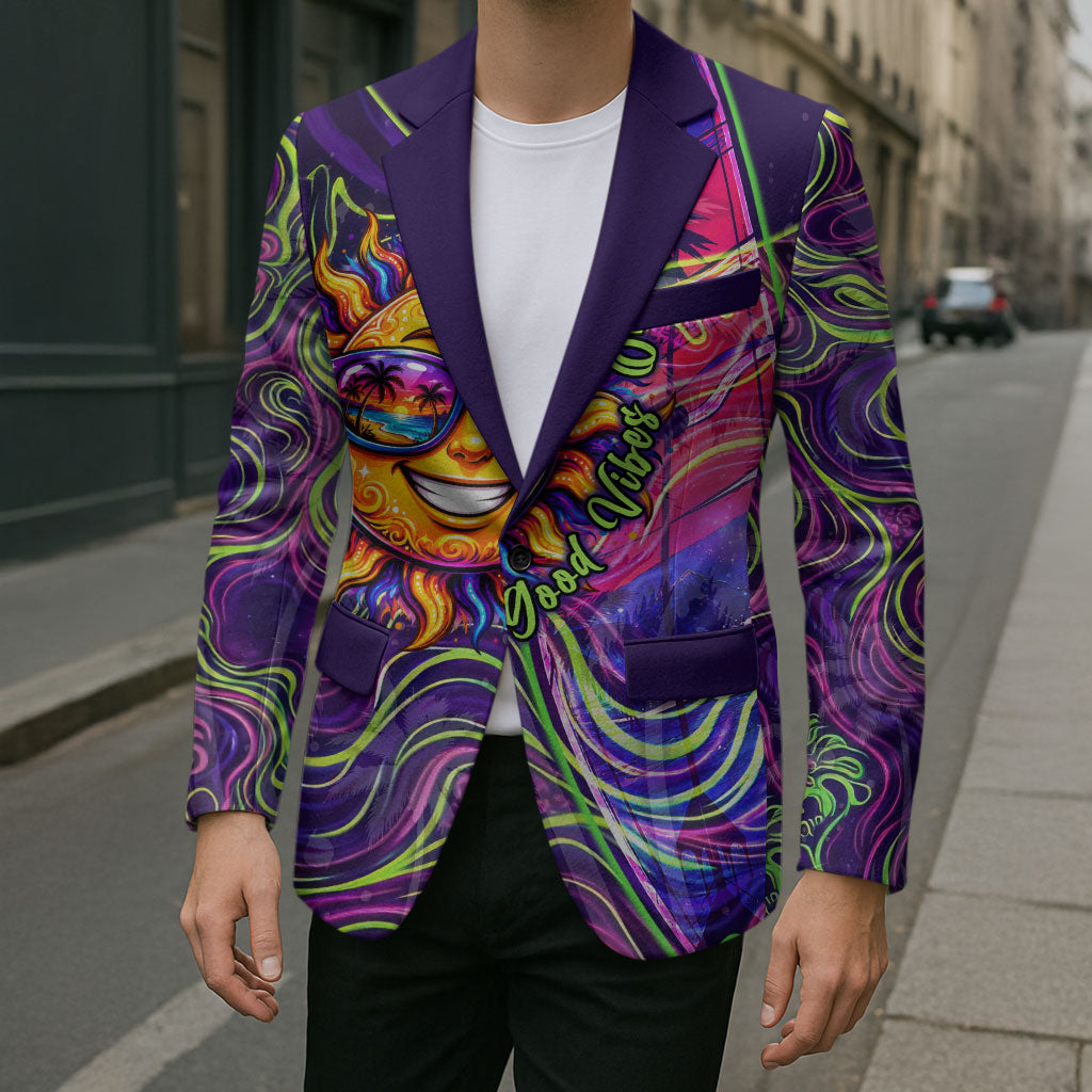 Waimanalo Hawaii Sun Rabbit Blazer Psychedelic Trippy Neon Swirl Graphic