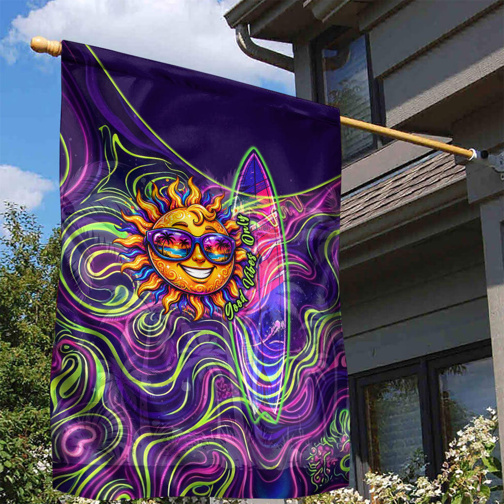 Waimanalo Hawaii Sun Rabbit Garden Flag Psychedelic Trippy Neon Swirl Graphic