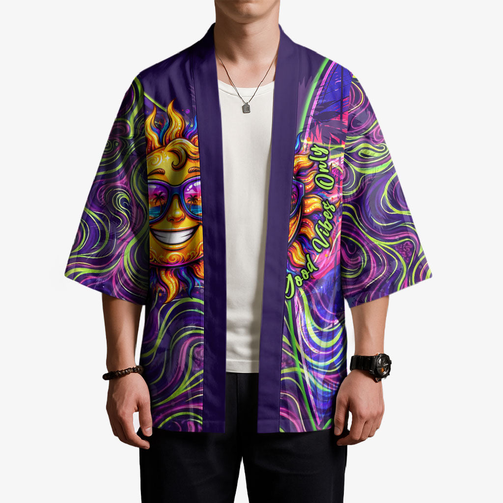 Waimanalo Hawaii Sun Rabbit Kimono Psychedelic Trippy Neon Swirl Graphic