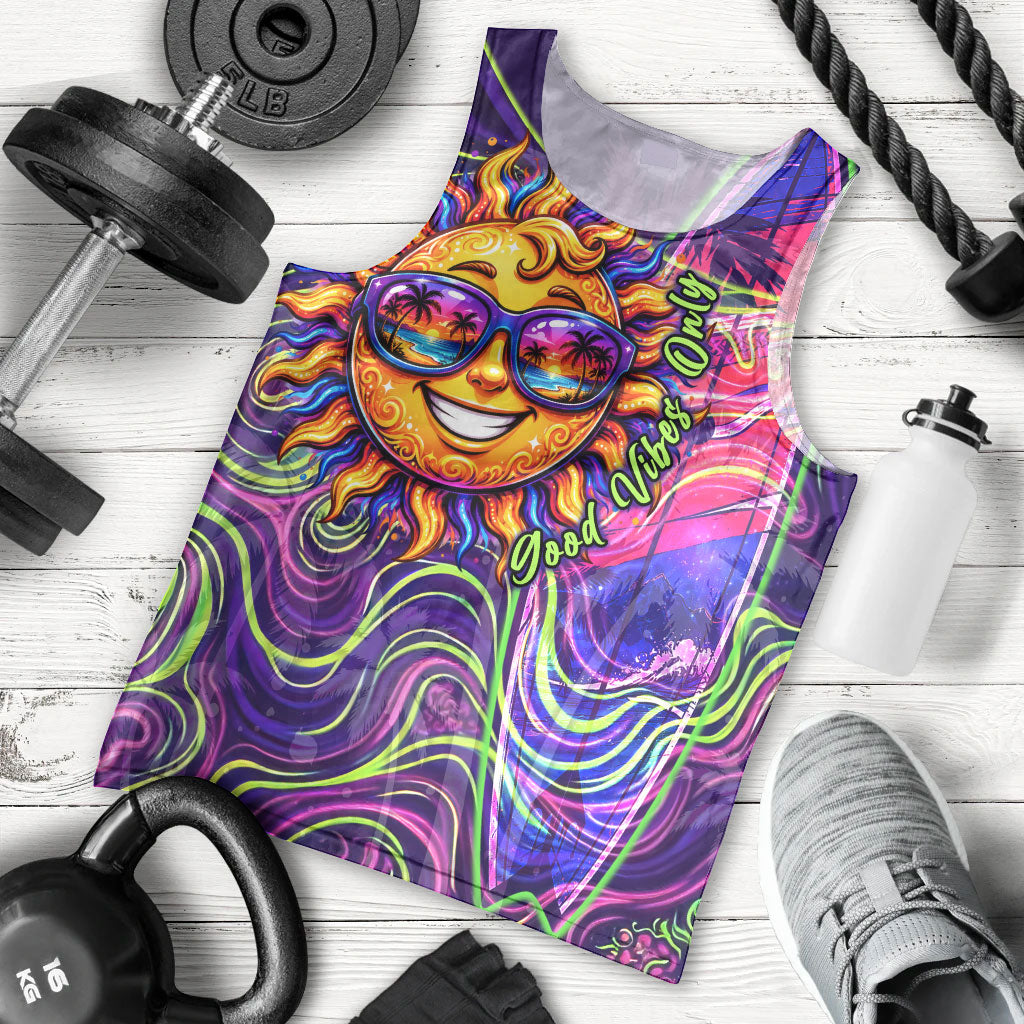 Waimanalo Hawaii Sun Rabbit Men Tank Top Psychedelic Trippy Neon Swirl Graphic