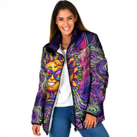 Waimanalo Hawaii Sun Rabbit Padded Jacket Psychedelic Trippy Neon Swirl Graphic