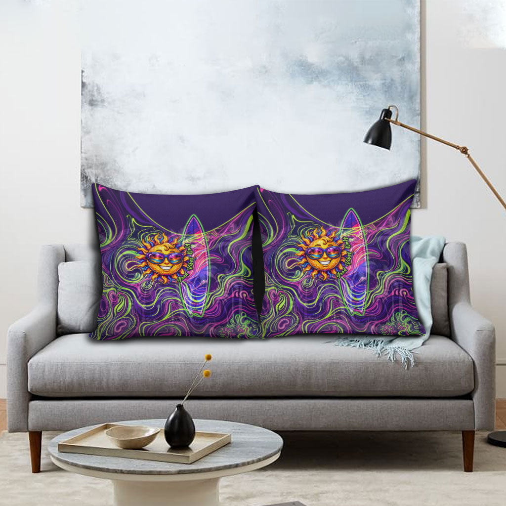 Waimanalo Hawaii Sun Rabbit Pillow Cover Psychedelic Trippy Neon Swirl Graphic