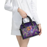 Waimanalo Hawaii Sun Rabbit Shoulder Handbag Psychedelic Trippy Neon Swirl Graphic