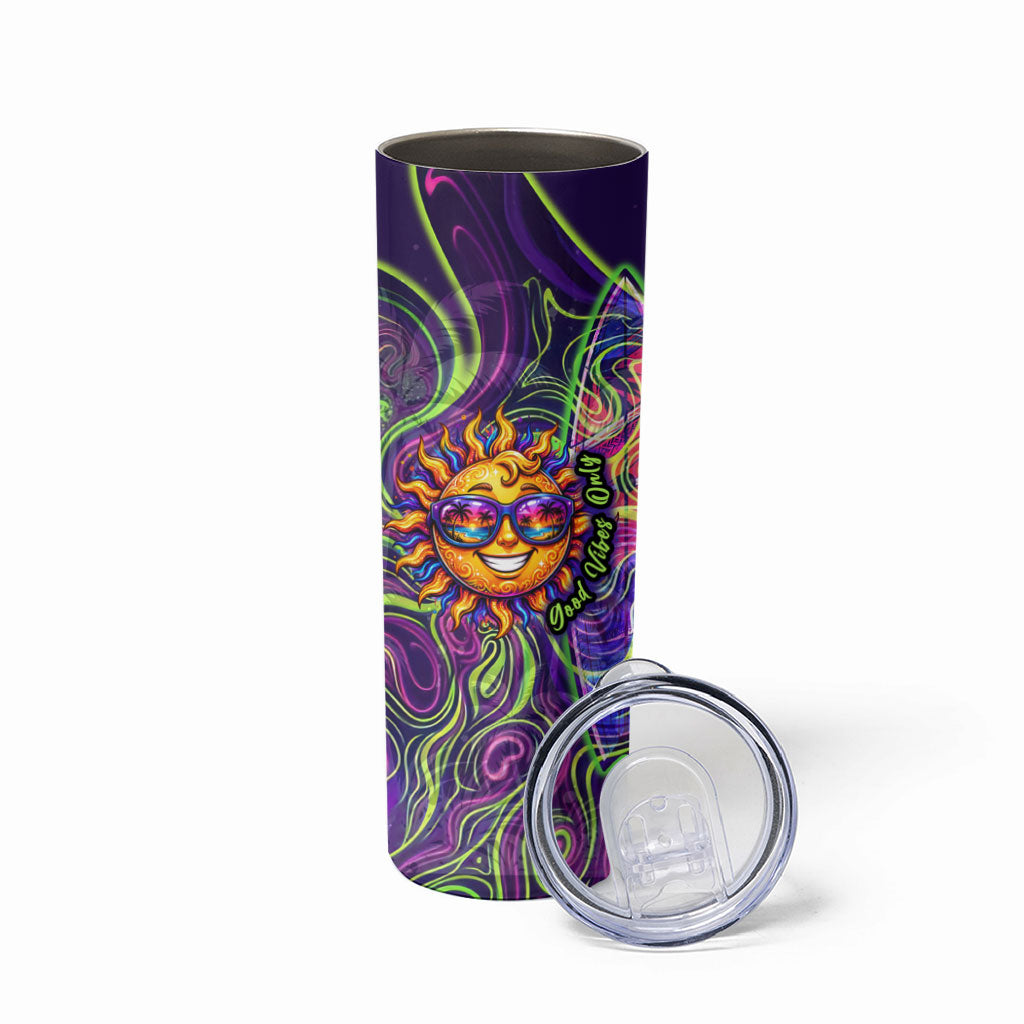 Waimanalo Hawaii Sun Rabbit Skinny Tumbler Psychedelic Trippy Neon Swirl Graphic