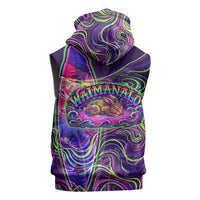 Waimanalo Hawaii Sun Rabbit Sleeveless Zip Hoodie Psychedelic Trippy Neon Swirl Graphic