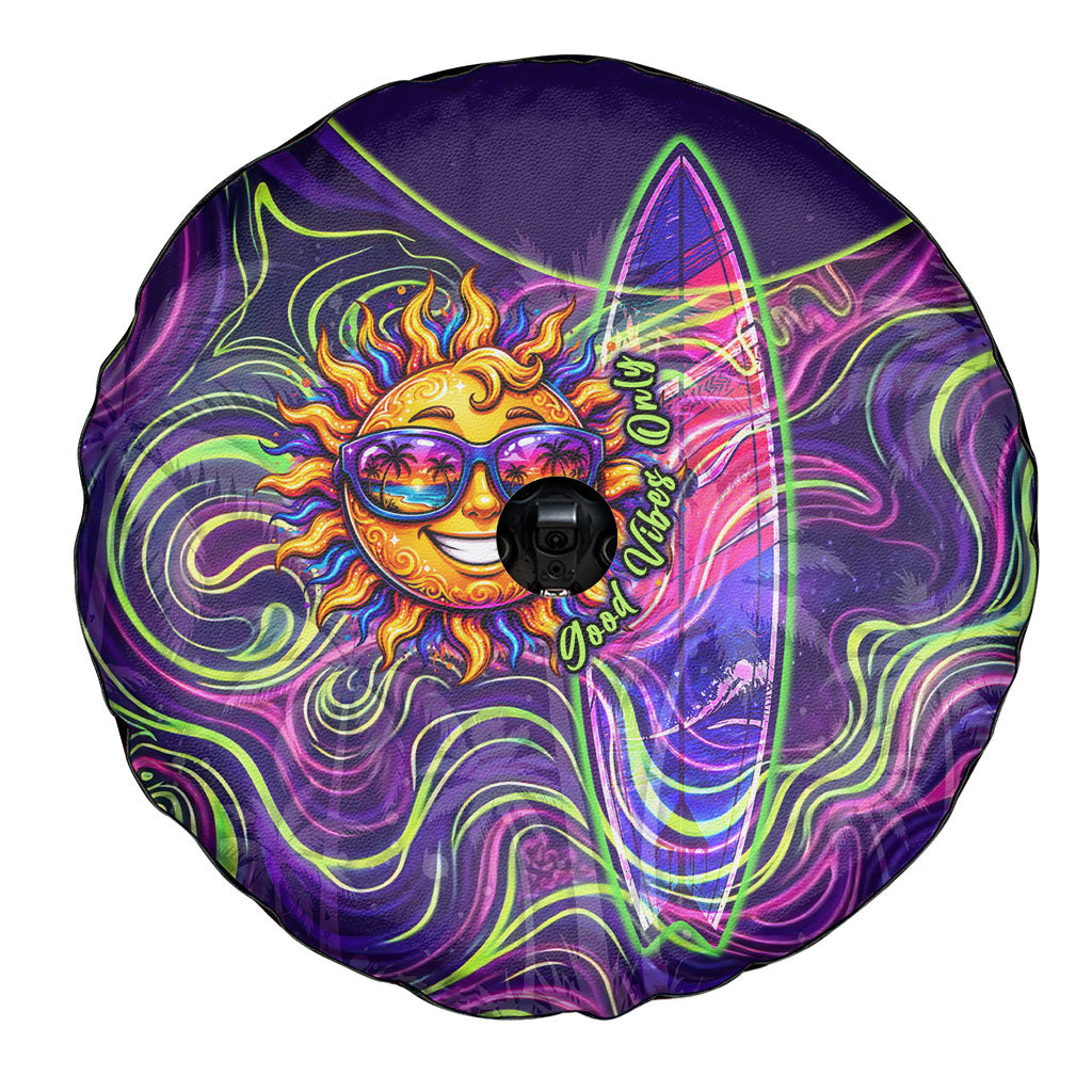 Waimanalo Hawaii Sun Rabbit Spare Tire Cover Psychedelic Trippy Neon Swirl Graphic