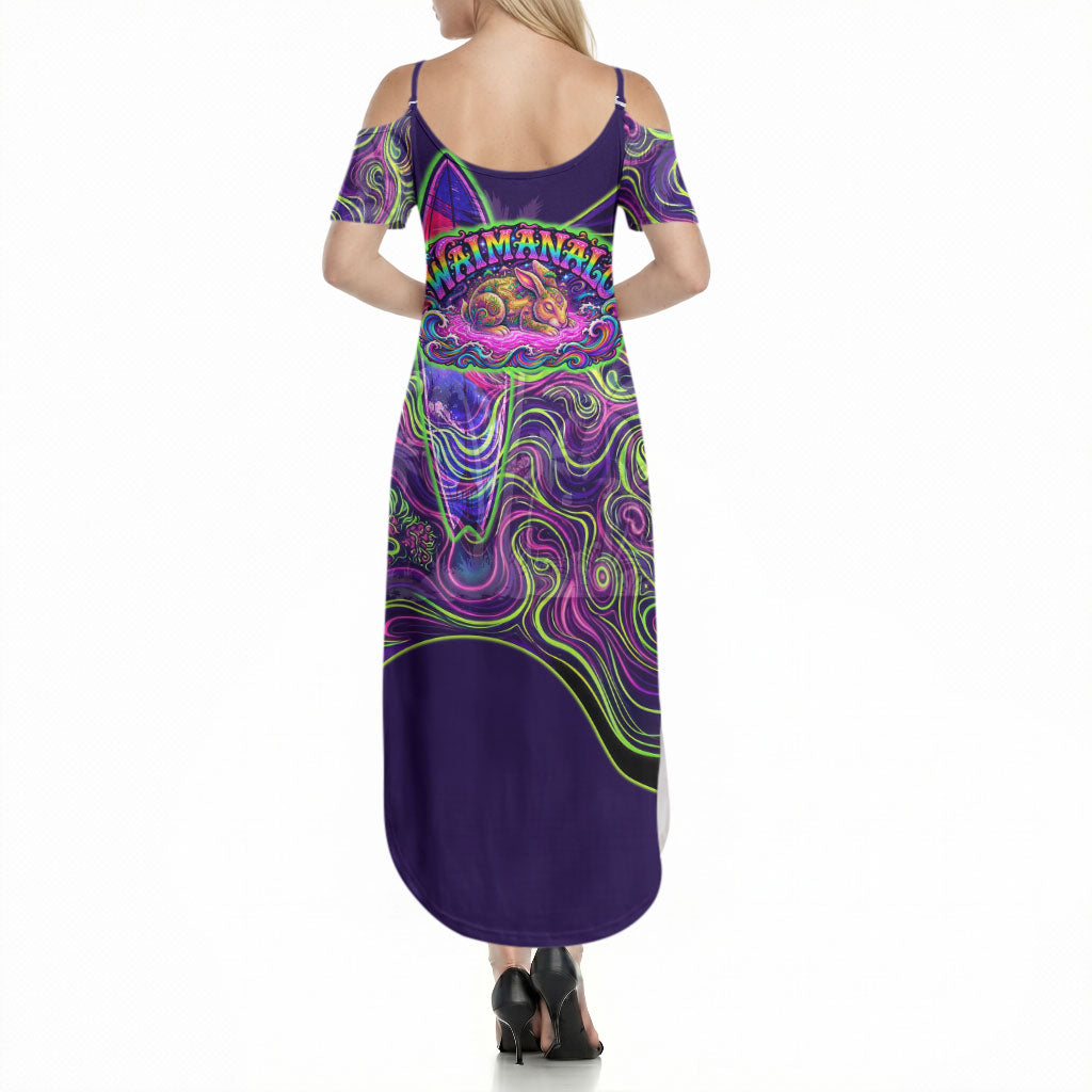 Waimanalo Hawaii Sun Rabbit Summer Maxi Dress Psychedelic Trippy Neon Swirl Graphic