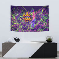 Waimanalo Hawaii Sun Rabbit Tapestry Psychedelic Trippy Neon Swirl Graphic