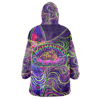 Waimanalo Hawaii Sun Rabbit Wearable Blanket Hoodie Psychedelic Trippy Neon Swirl Graphic