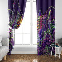 Waimanalo Hawaii Sun Rabbit Window Curtain Psychedelic Trippy Neon Swirl Graphic